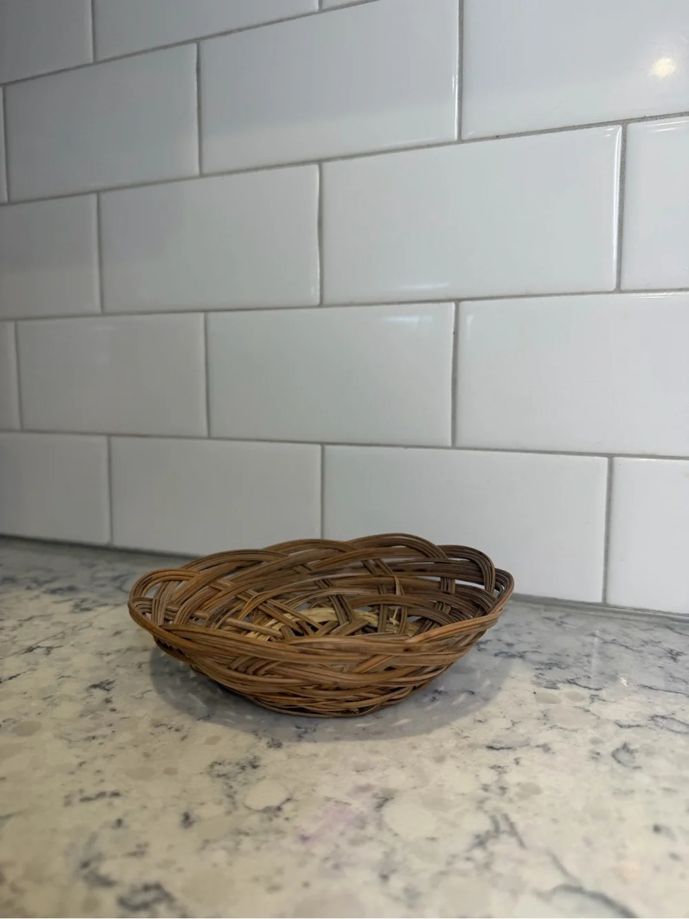 Vintage Natural Brown Woven Rattan Small Bowl - Home Kitchen